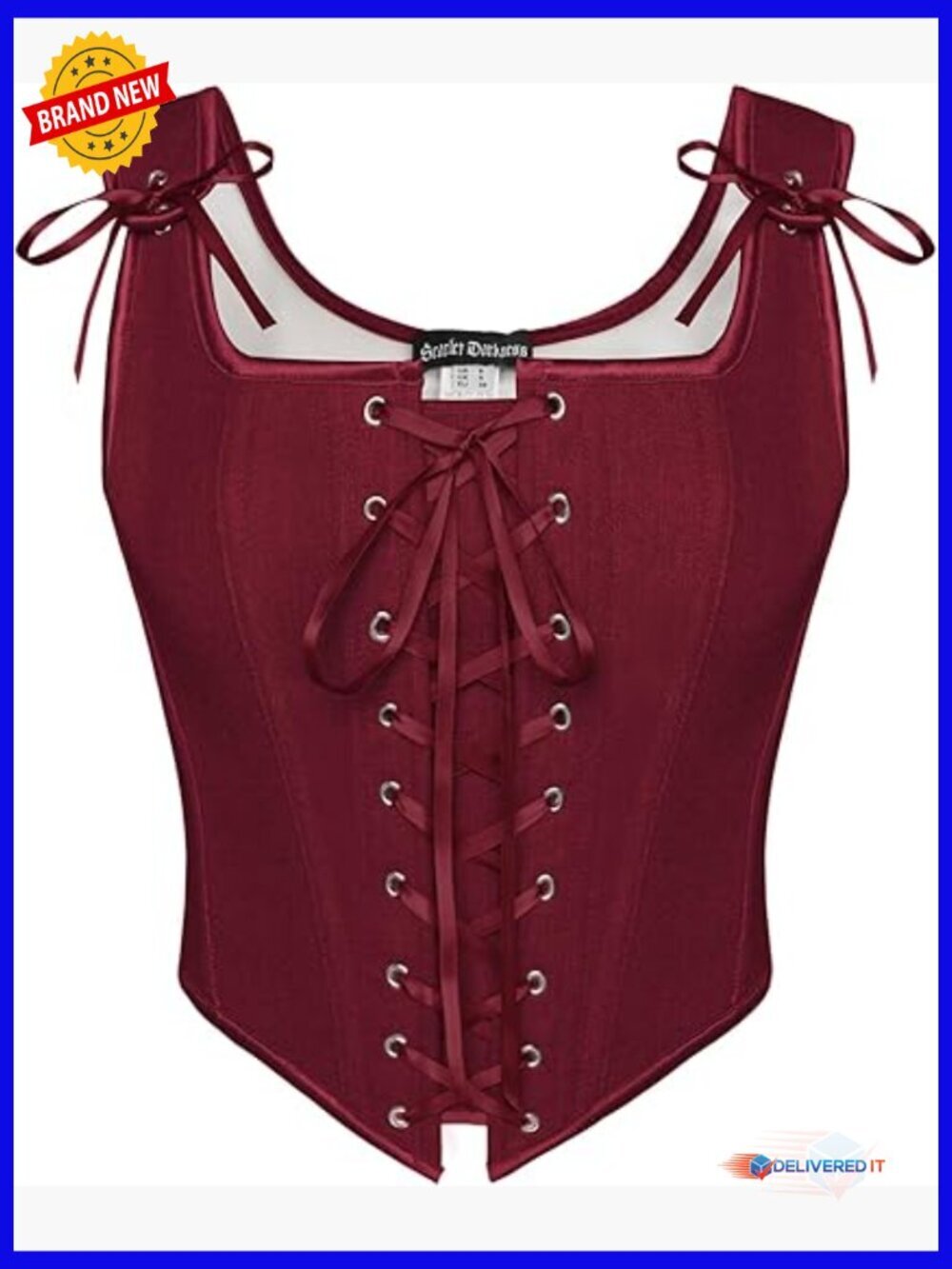 Vintage Lace Up Overbust Bustier Bodice Renaissance Corset Top